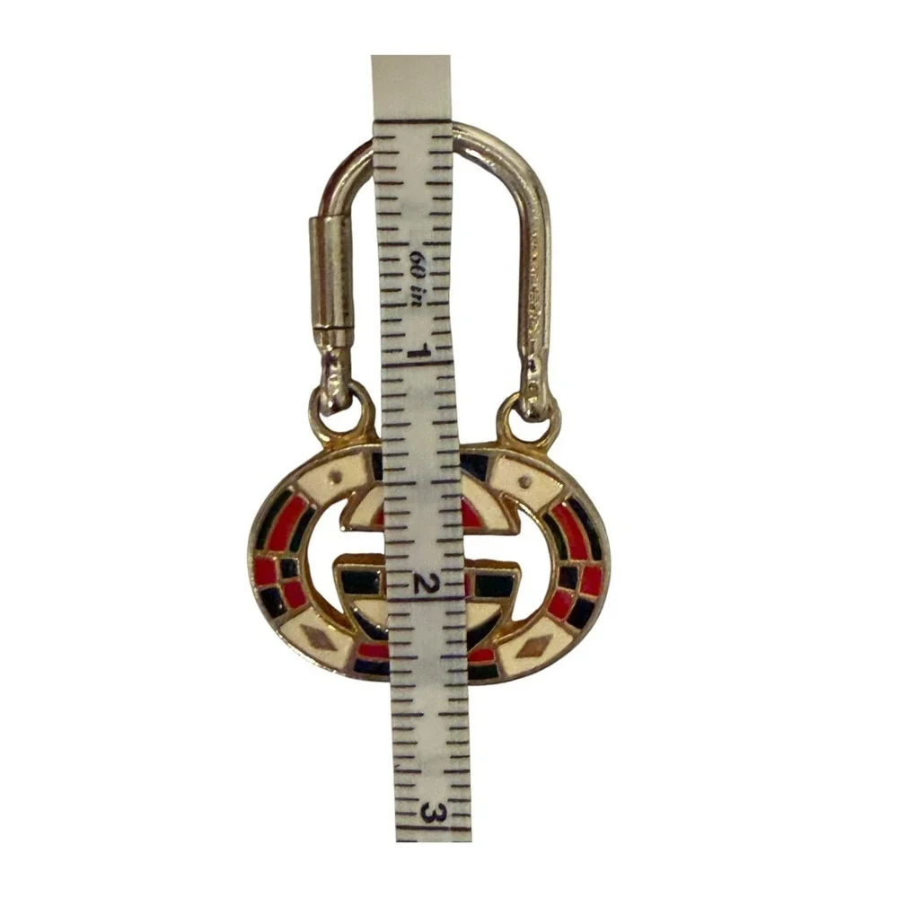 Gucci Multi-Hued 1980s Vintage Metal Interlocking Logo Enameled Keyring
